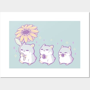 Cute Hamsters whit Sunflower Posters and Art